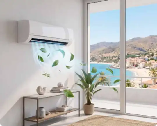 Climatiseur mural installé dans un séjour
